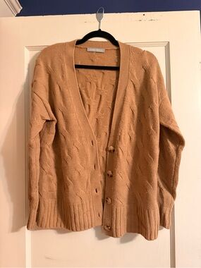 Hannah Rose Cozy Camel Button-Front Women’s Cardigan Sweater